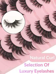 7 Pairs Cross-Border 3D Cat Eye False Eyelashes, European And American Thick Style, D Curl Degree Stereoscopic Curling Long-Lasting, 6-18mm Mixed Length Design, Layered And Full, Easy To Create Hybrid Big Eye Makeup Effect. - D - View 7