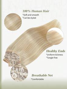 DNE HAIR 1件裝 V型夾式接髮片 Top-V 100% 真人髮 P18/22# 金色挑染淺金色直髮，適合女性，易造型、輕盈透氣、隱形，適用所有髮質，日常佩戴與時尚愛好者 - SP18/22 - 查看 2