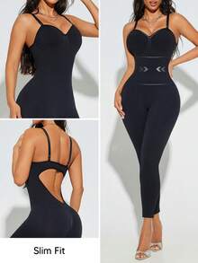 Suprenx Women's Shapewear Jumpsuit, Deep V-Neck Backless Tight Fit Sleeveless Jumpsuit - Black - View 5
