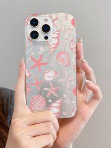 1个贝壳和海星图案透明防摔手机壳，IMD材质，适合作为节日礼物，适用于iPhone 15/16 Pro/Pro Max/14/15/16 Plus，男女通用，防指纹防刮透明保护套 - 彩色 - 查看 6