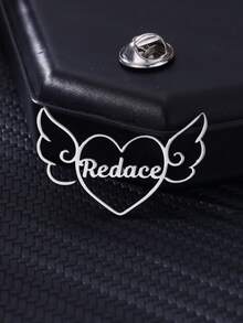 Custom Angel Wings Heart Name Brooches For Women Men Stainless Steel Customized Brooch Pin Badge Personalized Jewelry On Clothes Birthday Valentine's Day Gift - Multicolor - View 5