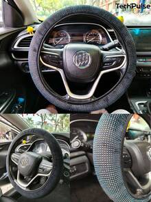 Women's Full Diamond Light Luxury Steering Wheel Cover, 15 Inch Car Steering Wheel Protective Cover, Four Seasons General Fashion Exquisite, Anti Slip, Anti Sweat, Wear Resistant Flash Diamond Luxury Shining Point Diamond Anti Slip Steering Car Wheel Cover - Diamond-encrusted Steering Wheel Cover - View 1