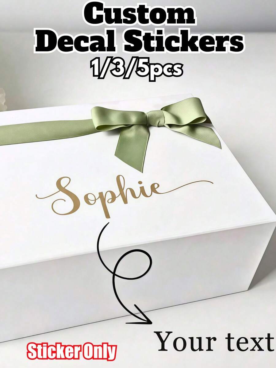 1/3/5pcs, Custom Name Stickers, Wedding Stickers, Personalized Water Bottle Stickers, Custom Crystal Label Stickers, Customizable Thank-You Stickers, Business Label Stickers, Logo Stickers, Gift Box Stickers, Laptop Stickers, Book Stickers, Plate Stickers, Gold Stickers - Multicolor - View 1