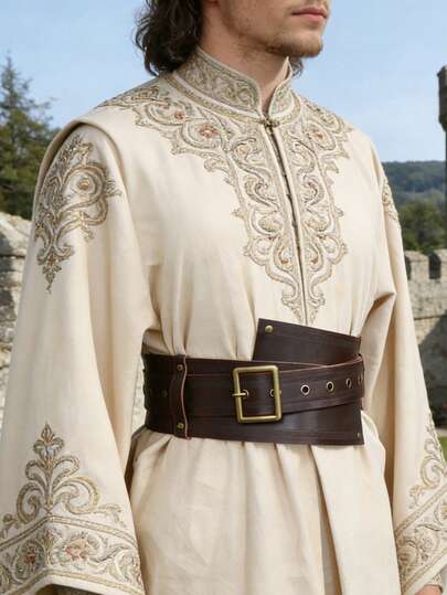 1pc Adjustable Medieval Wide Belt For Viking Faire LARP Cosplay Costumes And Renaissance Fairs Halloween/Carnival, Easter Costumes, Props And Accessories