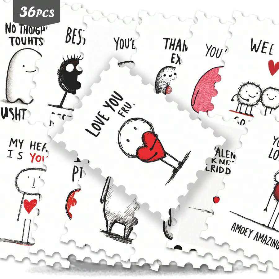 36pcs Cute Character Stickers Pack | Stylish Vinyl Decals With Whimsical Character & Funny Text Graphics | For Phone, Luggage & Decor | For Fans & Playful Vibe Enthusiasts Funny Stickers Kindle Scrapbook Supplies Laptop Sticker Scrapbooking