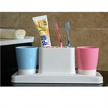 Juego de estantes de Almacenamiento de plástico para Cepillo para Polvo de Dientes para baño - Rosa azul - Ver 6