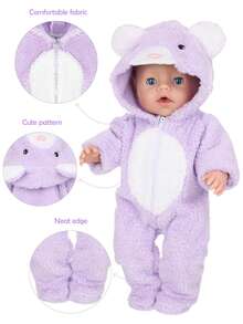 16-18 Inch Children's Doll Clothes, Cute Rabbit & Bear Hooded Outfit, Realistic Doll Clothing, Suitable For Children 3+ Years Old, (Doll Not Included), Holiday & Birthday Gift - Multicolor - View 9