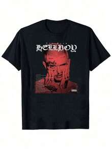 1 PcsSuicideboy Men's Graphic T-Shirt - Black Casual Streetwear Tee,Tear-Effect Face Design, Round Neck Short Sleeve Summer Top, Machine Washable, Suicideboy Era Tour Graphics Print T-Shirts For Men Shirt Tops Harajuku Hip Hop Rock Style T Shirts Unisex Fashion Regular Size Street T Shirt210g 100% Cotton,The Patterns Are All Printed. Unisex. - Black 7 - View 11