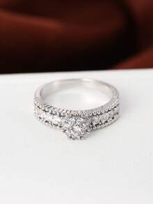 1枚女士结婚戒指，时尚简约18K镀铜材质，蓝宝石蓝、玫瑰红、祖母绿、白色锆石戒指，适合女士日常佩戴。 - 戒指 - 查看 2