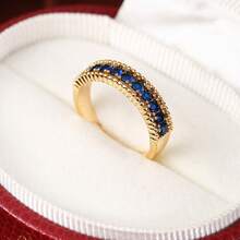 1pc Women's Wedding Ring, Fashionable Minimalist 18K Plated Copper Material, Sapphire Blue, Rose Red, Emerald Green, White Zirconia Ring, Suitable For Women's Daily Wear Jewelry - Ring - View 20