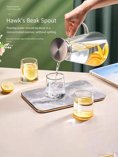 1 Piece 2026 New Product High-Temperature Resistant Glass Cold Water Bottle, Large-Capacity Household Water Cup, Fruit Teapot, High Borosilicate Heat-Resistant Pot, Transparent Glass Milk Juice Drink Pot, Hotel, Mall, Shop Supplies.