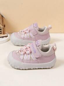1 Pair Baby Toddler Shoes, Lightweight Anti-Slip Breathable Sneakers, Convenient Hook And Loop Closure - Pink - View 6