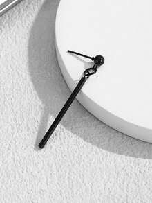 1pc Stainless Steel Bar Pendant Earring, Fashionable Minimalist Design For Men - Long Stick Pendant - View 4