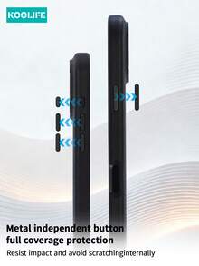 Koolife 磁吸式手机壳，PC+TPU材质，纯色设计，独立金属按键，轻薄防刮防摔，适用于 17/17 Pro/17 Pro Max - 黑色 - 查看 2