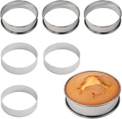 Crumpet Rings, 6-Piece Stainless Steel Set With 3 Solid And 3 Hole Molds For Even Cooking, Durable And Rust-Resistant Baking Tools For Perfect Homemade Crumpets