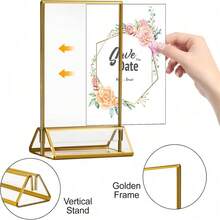 3/6pcs 4x6inch/5x7inch/6x8inch/8.5x11inch Acrylic Gold Frame Table Sign Holder For Wedding Table Numbers, Restaurant Signs, Photo And Art Display - T-gold - View 5