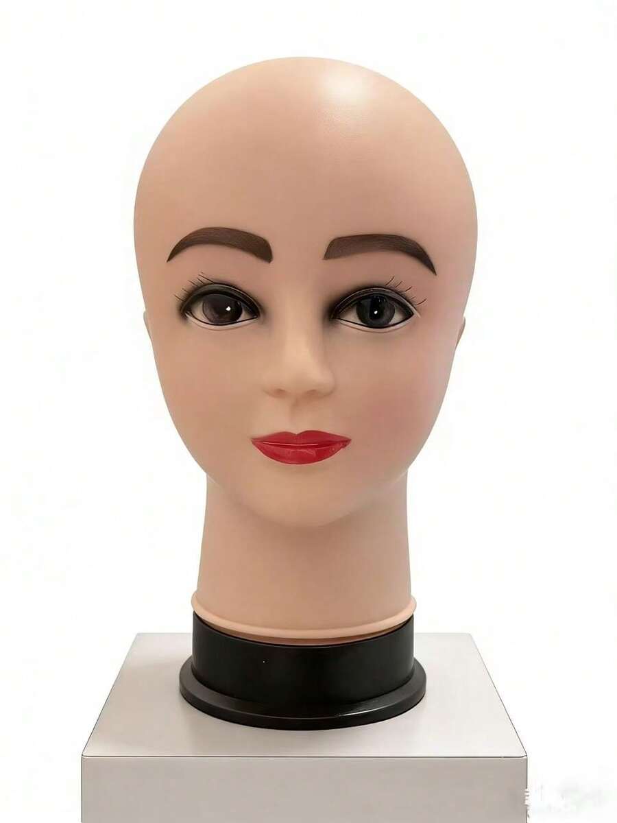 Đầu ma-nơ-canh nữ thực tế dùng để trưng bày tóc giả, mũ và tai nghe - Chân đế bằng nhựa PVC mịn, thích hợp cho bán lẻ và chụp ảnh. - 1PC - Xem 1