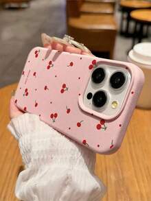 1pc Minimalist Cherry Red Polka Dot & Letter Graphic Phone Case, Anti-Fall Anti-Scratch Anti-Fingerprint Leather Texture TPU Soft Shell Compatible With Apple 11/12/13/14/14Plus/15/15Plus/16/16Plus/7/8Plus/17/17Pro And Other Models - Multicolor - View 2