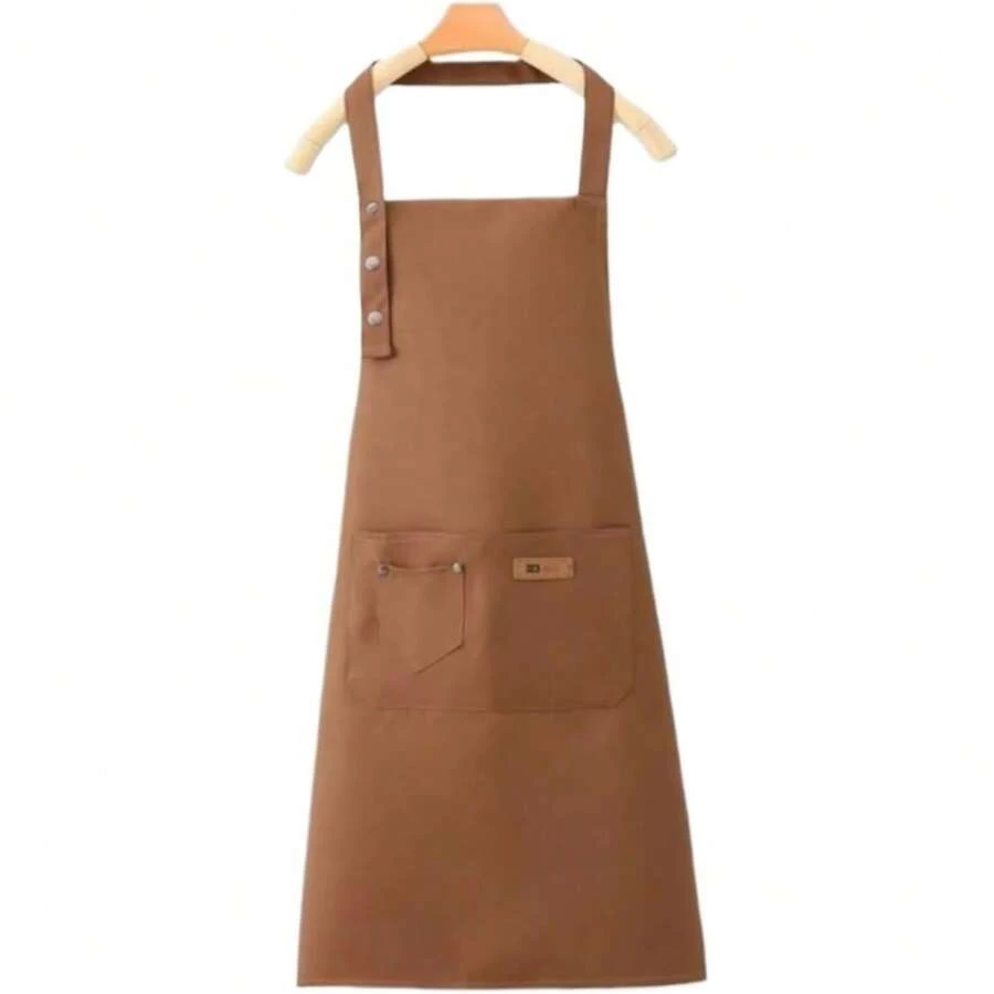1PC Black Chef Apron – Heavy-Duty, Adjustable & Stain-Resistant – Designed For Cooking, Grilling, Baking, And Food Service – Ideal For Home Kitchens, Restaurants, Cafes, Bars, And Salons - màu nâu - Xem 1