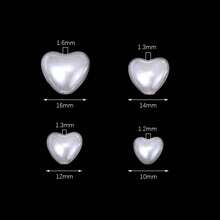 30/50颗ABS仿珍珠心形珠子，白色直孔设计，浪漫心形，手工DIY婚礼/新娘项链、手链、耳环饰品配件，情人节/周年纪念礼物DIY配件，婚纱礼服装饰 - 白色 - 查看 9