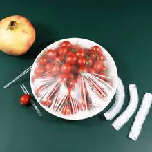 100 Transparent Food Preservation Bags, Disposable Design, Can Be Used At Any Time, Suitable For Bowls, Plates, And Fruits Of Various Sizes, To Store Food In The Refrigerator And Prevent Dust - White - View 6