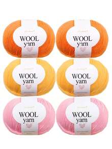 6团全新手工优雅羊毛编织线，可用于DIY围巾、帽子、毛衣、钱包、披肩、外套、毯子和其他工艺品项目 - 紗線 - 查看 6