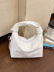 2026新款褶皱手提包，时尚简约百搭小众高端质感斜挎包，轻便 - 米色 - 查看 6