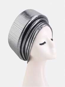1pc Women's Metallic Foil Layered Sponge Headscarf, Headwrap, Suitable For Daily Use - Multicolor - View 10