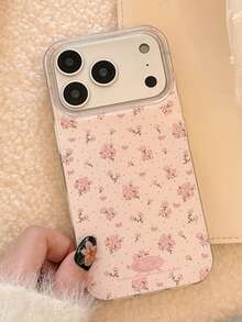 Spring Floral Glitter Phone Case Compatible With IPhone 17/17 Pro, Cute & Protective Cover For IPhone 13/14/11 - Pink - View 5