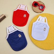 宠物服装，春季/上衣，动物服饰，猫背带 - 紅色 - 查看 3