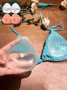 一对可重复使用的硅胶胸垫 - 隐形粘合剂/无衬垫感 - 带衬垫和提拉设计，适用于比基尼、连衣裙、无肩带上衣 - 泳装和内衣，可手洗硅胶胸垫。 - 彩色 - 查看 3