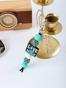 1pc Christian Beaded Bracelet Keychain - "Jesus, Coffee & Prayer" Silicone Bead Bracelet Keyring, Inspirational Religious Gift For Women - Multicolor - View 21