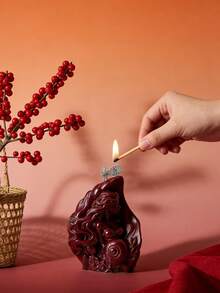 Burgundy Red Mermaid In Shell Sculptural Candle, Handmade Soy Wax, Vintage Ocean Aesthetic Home Decor, Unique Romantic Gift For Her - 1PC - View 2