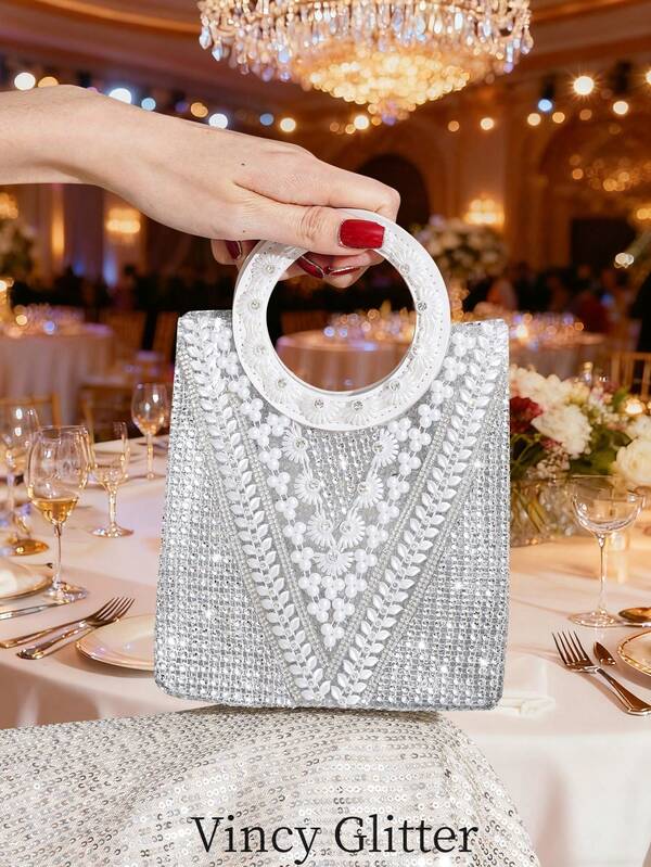 Fashionable Evening Bag With Rhinestone Decor, Handbag Suitable For Daily Dates, Parties, Shopping, Versatile Clutch Bag For Phone, Lipstick