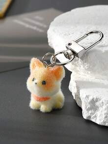 1个可爱植绒树脂小狗钥匙扣 - 卡通小动物钥匙扣 - 包包挂件配饰礼品 - 彩色 - 查看 3