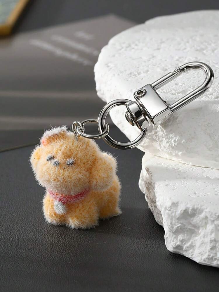 1 PC Cute Flocking Resin Dog Keychain - Cartoon Small Animal Keychain - Bag Pendant Hanging Accessories Gift - Multicolor - View 6