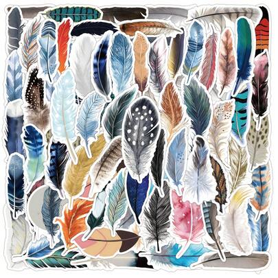 Colorful Feather Stickers, Arts & Crafts, For Decorating Stationery, Cups, Luggage, Refrigerators, Skateboards, Guitars
