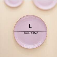 1pc New Luxury Round Gold-Rimmed Tray, Multi-Purpose Cake/Snack/Fruit Serving Platter, Bone Dish Holder - Mauve Purple - View 11