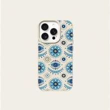 1pc TPU Material Bohemian Blue Eye Totem Pattern Phone Case Suitable For IPhone 17 Pro Max/17/16 Pro Max/15/13/12/11, S20 FE/A15/S24/A55, Note 11/Note 12/Note 13 Pro, Full Coverage Anti-Drop Soft Protective Phone Case - White - View 5