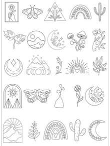 Patrones de bordado solubles en agua, adecuados para DIY de prendas, patrones de estabilizador soluble en agua, hilo estabilizador soluble en agua, estabilizador de costura a mano, tela no tejida autoadhesiva, patrones de bordado preimpresos - Blanco y Negro - Ver 17