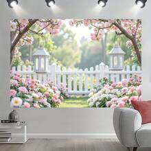 1 Set Decoración de fondo de estilo romántico y dulce con flores de madera rosa, Prop de estudio fotográfico de uso múltiple, Decoración interior de bandera, Adecuado para decoración del hogar, fiesta, estudio, hogar y jardín, fondo de escena de boda. Disponible en múltiples tamaños y escenas. - 4 - Ver 1