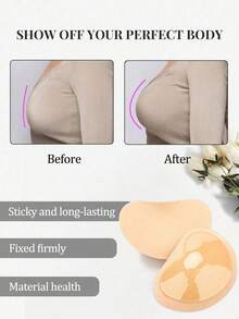 1/2 对可重复使用双面粘性上托胸垫 - 带衬垫的粘性胸垫，适用于连衣裙、比基尼 - 彩色 - 查看 6