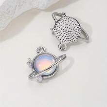 9件/套随机水钻星星、月亮、心形吊坠，Y2K风格DIY项链、手链饰品配件 - 藍色 - 查看 6