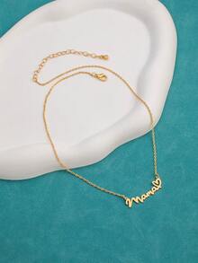 1pc Letter "Mama" Heart Pendant Necklace, Fashionable Minimalist Pendant Necklace, Mother's Day Gift (Excluding Gift Box) - Love - View 4