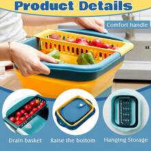 Maxdot 3 Pack Collapsible Dish Basin With Drain Plug 2.77 Gallon (10.5l) Multiuse Foldable Sink Tub Dishpan Wash Basin Portable Kitchen Storage Tray For Camping RV Beverage Bucket - 彩色 - 查看 3