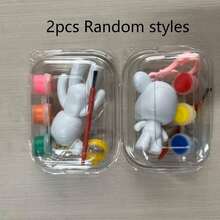 2/5/6 Pcs DIY Handcraft Set - Graffiti Doll Keychain, Colorful Bear Shaped Keyring | Material: Plastic | Set Includes: 1 Bear Blank + 3 Color Paints + 1 Stirring Spoon + 1 Keychain | Random Color | Enhance Creativity And Hands-On Ability | Suitable For Party Games, Classroom Rewards, Holiday Gifts - Multicolor - View 11