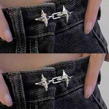 1件装奢华优雅星形束腰带，可调节腰带扣，时尚牛仔裤腰带扣 - 銀色 - 查看 15