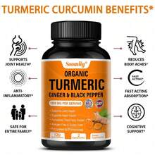 Bunkell Dietary Supplements - Turmeric Capsules - With 95 Curcuminoids & Black Pepper Extract, Joint Support - 120 Capsules - 1瓶 - 查看 9