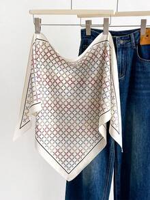 1 件装多功能几何印花围巾/披肩，适合日常、办公和度假穿着 - 紋理 - 查看 6