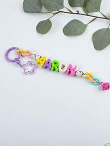 1pc Customized Name Keychain - Eye-Catching Acrylic Bead Pendant, Cute Daily Bag Accessory, Customizable Birthday Gift - Customized Pendants - View 41